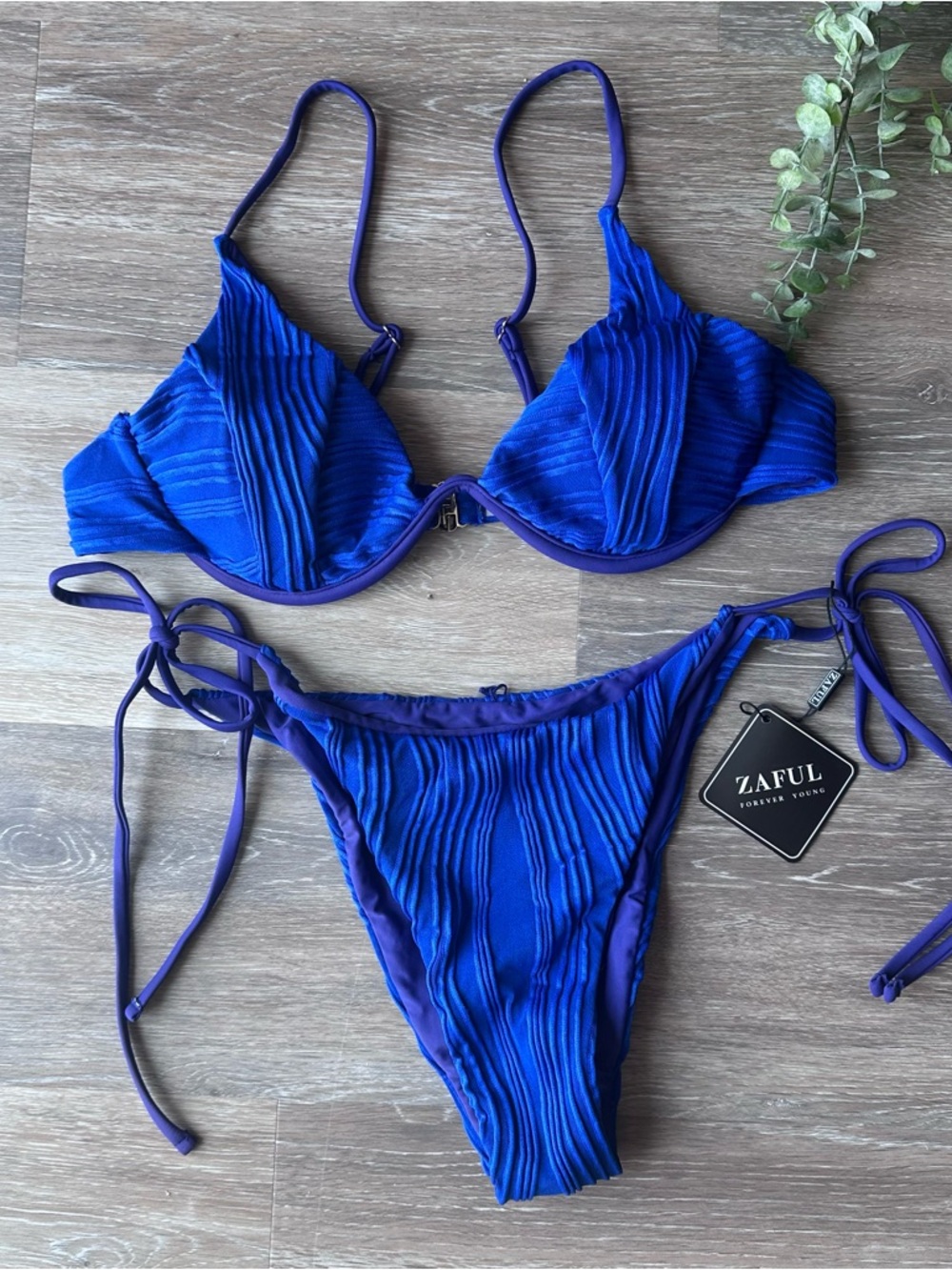 Zaful Blue Bikini Swimsuit Set Top & Bottom